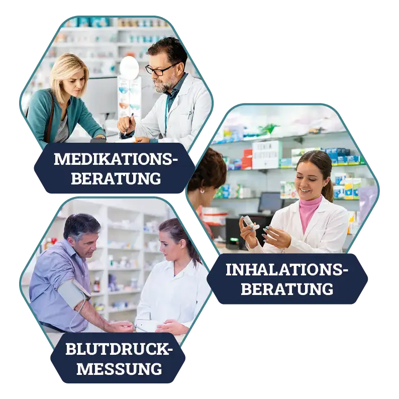 Pharmazeutische Dienstleistungen aus Ihrer Apotheke: Medikationsberatung, Inhalationsberatung, Blutdruckmessung